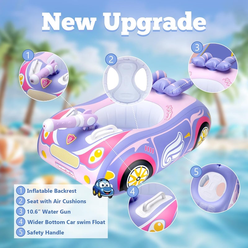 RADSHSP Baby Pool Float 3D Car Baby Floaties for Toddlers 12-48 Months Heavy Duty Infant Swim Float Toddlers Pool Floats Kids Swim Floaties Swimming Pool Floats for 1-4 Years Toddler Floaties for Boys & Girls - Image 2